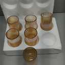 12 oz Ribbed Drinking Glasses Set of 6, Clear Vintage Iced Coffee Cups Elegant Glassware, Highball Glass Cups Ridged Glass Tumbler for Cocktail, Whiskey, Beer, Water, Juice, Origami Style Amber