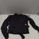 METWAY Women's Lace Long Sleeve Top Sheer Mesh Undershirt Blouse Sexy Floral See Through V Neck Lace Layering Tee Shirt (Medium, Crew Black)