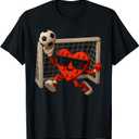 Goalie Valentines Day Soccer Heart Building Brick Boys Kids T-Shirt (Large,Black)