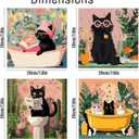 Canrichshop 4 Pack Cat Paint by Numbers for Beginner,Black Cat Adult Paint by Number Kits on Canvas Framed, DIY Number Paintings for Adults for Wall Home Decor 8X 8 inch