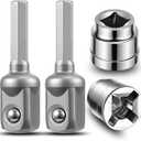 Lothee 2 Sets 1/2 Inch Scissor Jack Adapter for Hand Drill Alloy Steel Heavy Duty Socket Converter Rust Resistant for Scissor Car Jack Lifting Universal Automotive Tire Replacement Tool