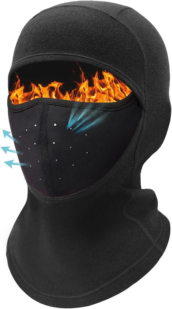 Kids Balaclava Ski Mask (with Breathable Holes) Windproof Winter Fleece Neck Face Warmer Boys Girls (One Size, Black)