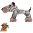 2 x Linen Animal Shape Cotton Rope Dog Chew Toy, Squeaky, Sturdy Linen Fabric (Dog)