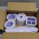 Resin Light Purple Bathroom Accessories Set 5 Pcs, Lotion Soap Dispenser, Toothbrush Holder, Bathroom Tumbler, Qtip Holder and Vanity Tray, Bathroom Countertop Organizer Set for Home Apartment