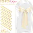 120 PCS Ivory Satin Chair Sashes, Ties Bows Designed Chairs Decorative, Chair Cover Sashes for Thanksgiving Wedding Christmas Banquet Party Home Kitchen Decoration (7 x 108 inch)