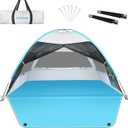 Large 3-4 Person Beach Tent - UPF 50+ Anti-UV, Easy Setup with Extended Floor & Mesh Windows, Portable for Camping Fishing