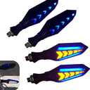 4 PCS Motorcycle Turn Indicator Lights, Arrow Shape Flowing Turn Signal LED with Daytime Running Lights, LED Double-sided Flowing Blinker, Cool Modified Accessories for Motocycle (Blue)