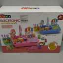 deAO Play Sink with Running Water,Color Changing Children Electric Dishwasher Upgraded Real Faucet and Play Dishes,Pretend Role Play Toys for Kids