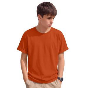 YooAurvox Boys Shirts Short Sleeve Summer Tops Kids Crew Neck Loose Casual Basic Tees for Boys 5-14 Years(Pumpkin,5-6 Years)