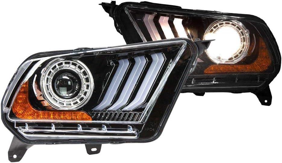 Winjet Renegade Series Compatible with 2010 2011 2012 S197 Ford Mustang S550 Style LED DRL Sequential Projector Aftermarket Performance Headlight Pair Set