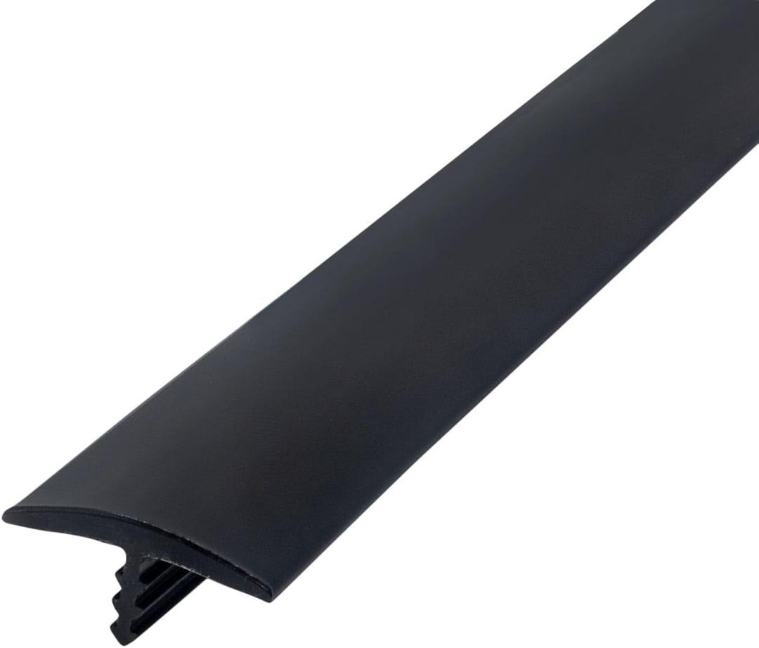 Outwater Plastic T-molding 1 Inch Black Flexible Polyethylene Center Barb Tee Moulding 25 Foot Coil
