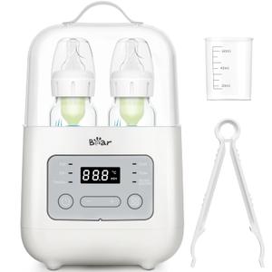 Bear Bottle Warmer, Baby Double Bottles Heater Breastmilk Food Warmer for New Born Twins, with Temp Control 24H Water Bath Warming, Fast Heating Steaming Thaw Multifunctional