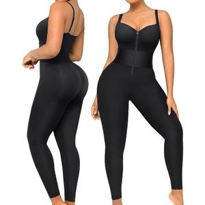 SHAPELLX Jumpsuits for Women Tummy Control One Piece Outfit Yoga Athletic Rompers Sleeveless Bodycon Shapewear (XX-Large, Black)