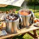 3.2 Gallon Stainless Steel Insulated Beverage Bucket with Spigot, Lockable Lid and Latch Handles, Thermal Iced Tea & Hot Soup Dispenser for Picnic, Camping, Parties & Backyard BBQ (EXP 10/01/26)