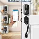 Veise VE06-H Smart Front Door Lock Set, App Control, Keyless Entry Deadbolt with Lever Handle, Electronic Digital Touchscreen Keypad, Auto Lock, Easy Install, Matte Black