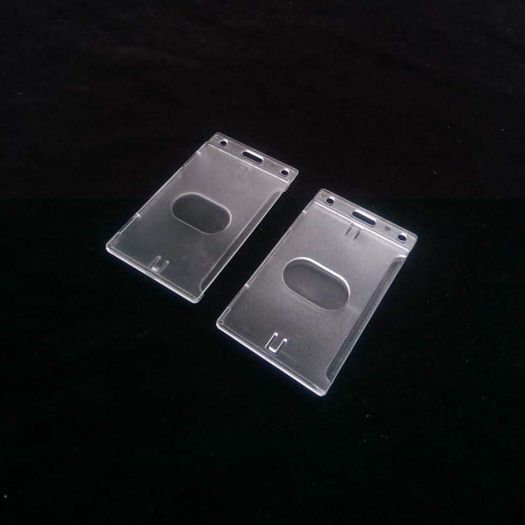3 x 2 Pcs Hard Plastic Badge Holder, Clear ID Badge Name Card Holder with Easy Access Thumb Slot, Vertical Style, ID Badge Holders, Hard Plastic Badge Holder, ID Card Holder