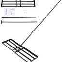 Lawn Leveling Rake Lawn Leveler with 68.89" Handle 35.8 x 9.8 Ground Plate Rust-Resistant Steel Soil Leveler Effort Saving Leve Yard Tool for Grass, Golf Field, Dirt Ground Surfaces (Black)