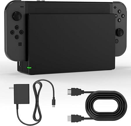 Dock Station for Nintendo Switch/Switch OLED, Replacement 3-in-1 TV Dock Set with Original IC Module, AC Charger & High-Speed HDMI Cable for 1080P HD Output Not Compatible with Switch 2