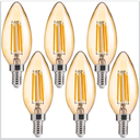 FLSNT 40W Equivalent LED Chandelier Light Bulbs, Dimmable Amber LED B11 E12 Candelabra Base Bulbs, 2200K Warm White, 330LM, 6 Pack UL,CA65 Listed
