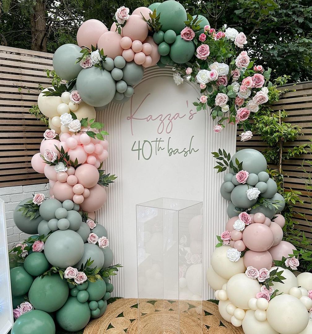 Dusty Pink and Green Balloon Garland Arch Kit, 151Pcs Pink Misty Sage Green Pastel Balloon Neutral Balloons for Boho Baby in Bloom Baby Shower Birthday Wedding Gender Reveal Party Decorations