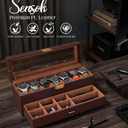 Watch Case Box for Men - 7 SLots Watches Storage Organizer Real-Glass Display Case with Jewelry Drawer 2-Layer PU Leather Collection Holder Gift for Loved Ones Brown