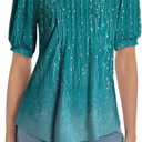 T Shirts for Women Casual Pleated Square Neck Dressy Blouses Puff 2025 Short Sleeve Summer Tops Loose Fit (Medium), S