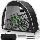 Bike Storage Tent for Outdoor, 2-3 Bike Capacity with Extra Top Space, PU5000 Waterproof 210D Oxford Fabric with Taped Seams, Portable Floor Storage Shed for Bicycle, Motorcycle & Garden Tools, etc