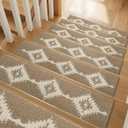 Stair Treads for Wooden Steps, Non-Slip Peel and Stick Carpet Stair Runner, Boho Pet Friendly Indoor Stair Protectors, Soft Washable Reusable,8x30 15Pcs,Brown
