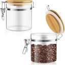 2 Pcs 700ml/23oz Clear Glass Jars Airtight Storage Jars Locking Glass Container Jar with Clamp Bamboo Lids for Home Kitchen Food Coffee Tea Pantry Storage