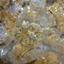 Dandat 100 Pcs Charger Plate Bulk 13'' Floral Reef Plates with Napkin Ring Plastic Dinner Charger Hollow Out Flower Napkin Holder Plastic Plate for Table Setting Wedding Party (Champagne Gold)