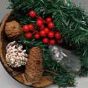 Artificial Christmas Hanging Basket Flocked with Mixed Decorations and Outdoor Decoration,for Decorated with Frosted Pine Cones, Berry Clusters