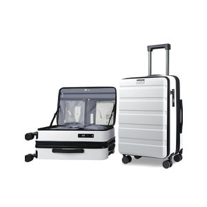 KROSER Carry On Luggage with Spinner Wheels & Built-in TSA Lock, Expandable Top Loading Hard Shell Suitcase Large Capacity Durable Rolling Luggage with USB Port, Carry-On 20-Inch, White