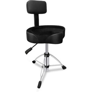 Drum Throne with Backrest,Height Adjustable Airlift Drum Stool,Heavy Duty Drum Seat with Strong Adjustable Double Braced Legs, Comfortable Thicken Drum Stool for Adult Drummers Beginner, 18 inches x 18 inches x 23 inches