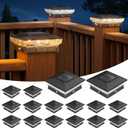 APONUO Solar Post Cap Lights for 4x4 Wood &Vinyl Posts, 3 Light Modes & 800mAh Battery, IP65 Waterproof Rugged Unibody, Solar Outdoor Lights for Fence, Deck & Patio (Black, 16 Pack)