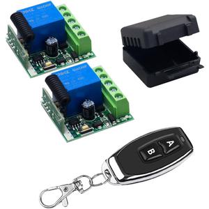 QIACHIP 433Mhz Universal Wireless Remote Control Switch DC 12V 1CH Relay Receiver Module RF Transmitter for Access Control,Lights (Transmitters 2 Button+ 2 Receiver 1CH)