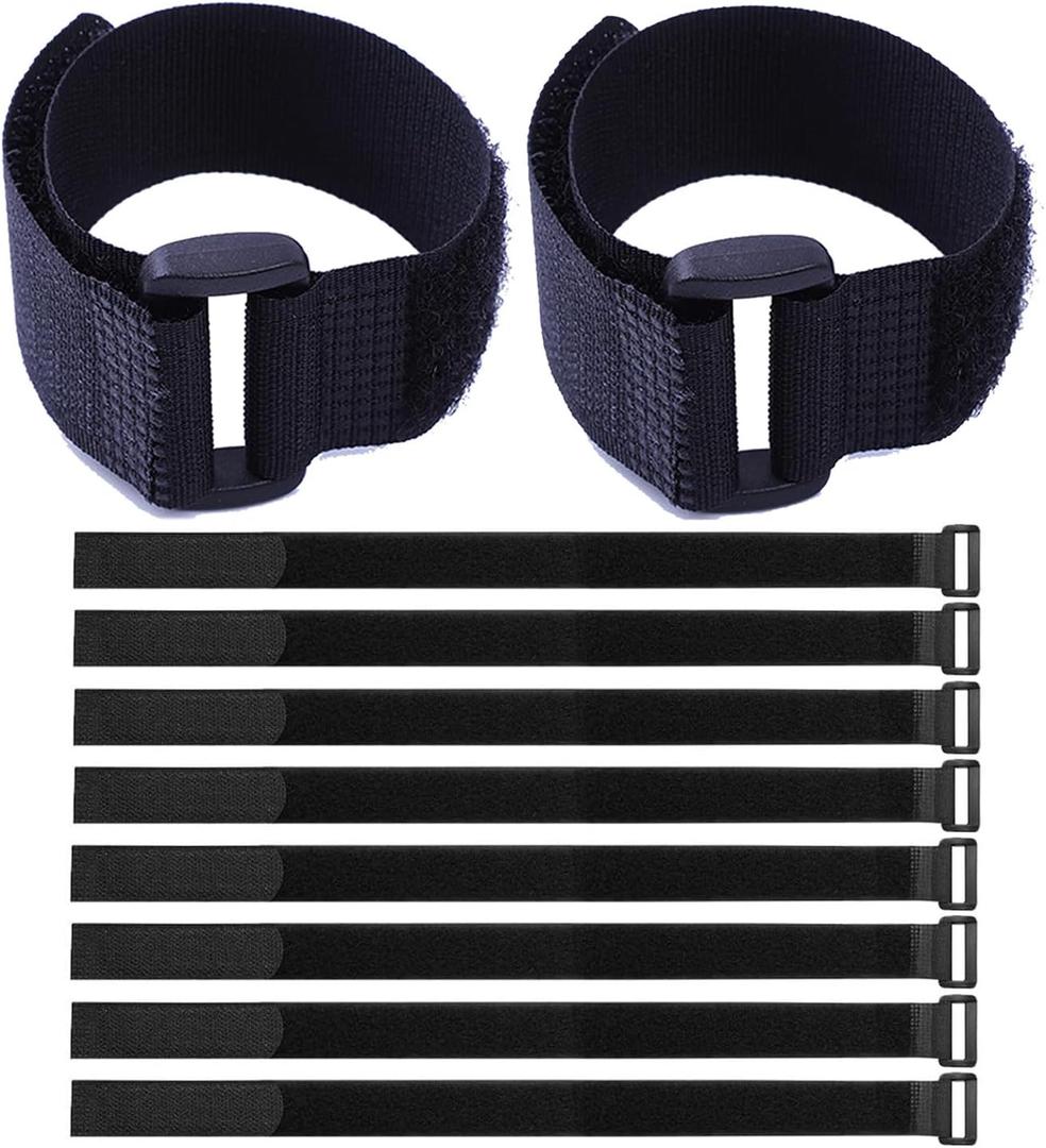 Fastening Hook and Loop Cable Straps,10Pack Black Self-Adhesive Cable Ties,Nylon Securing Straps with Buckles,Adjustable and Reusable Cinch Straps for Cords Organized and Tidy(1" x 31")