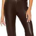 Forever 21 Womens Faux Leather Split-Hem Flare Pants (Small, Brown)