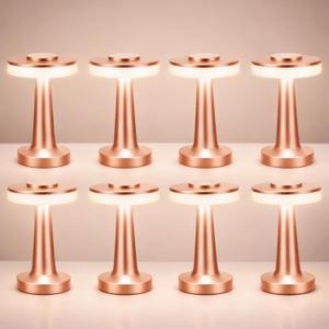 Riakrum 8 Pcs LED Cordless Table Lamp Bulk Rechargeable,Rose Gold