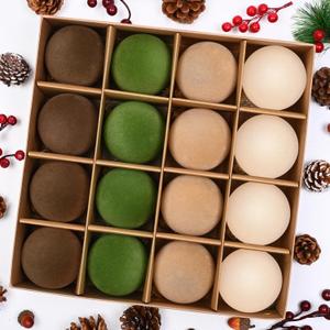 Christmas Tree Ornaments - 16 Pcs Velvet Christmas Ornaments, 3.15" Flocked Ornaments Neutral Multicolor Balls Set Decorative Hanging Ornaments for Xmas Tree Holiday Party Home Decor (Brown & Green & Khaki & Beige)