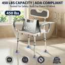 UNILEAF Shower Chair for Inside Shower with Arms and Back, Adjustable Height Shower Chair for Elderly and Disabled Adults, 450 lb Capacity, Non-Slip Shower Seat, FSA/HSA Eligible