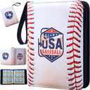 Baseball Card Binder,9 Pocket Sports Card Binder with 50 Removable Sleeves Can Hold 900 Cards,3-Ring Zipper Baseball Card Album for Standard Size Cards,Game Cards, Sports Cards 2024