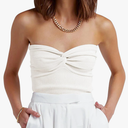 ANRABESS Tube Top for Women Summer Strapless Bandeau Knit Twist Knot Corset Crop Basic Tank Top 2025 Vacation Outfits Clothes White L