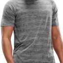 MIER Mens T Shirts Short Sleeve Quick Dry Active Tee for Running Workout Gym, heather grey, M
