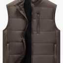 VtuAOL Men's Puffer Vest Outdoor Hooded Padded Vest Softshell Outerwear Vest for Travel Hiking Size S