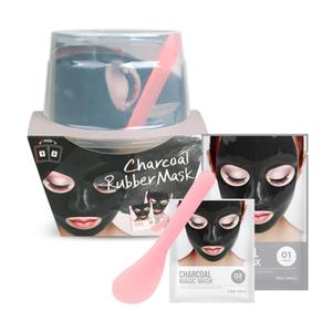 LINDSAY Luxury Magic Modeling Cup Pack Kit - Korean Spa Skincare Calming & Soothing Face Mask Modeling Pack - Deep Pore Cleansing Mask Powder w/Spatula & Serum Gel (Charcoal, 5.18 fl oz)