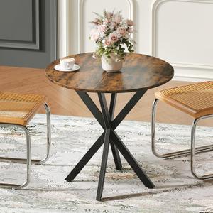 Vantic 31.5" Small Round Dining Table for 2-4, Round Kitchen Table for Small Spaces, Farmhouse Circle Dining Room Table for Kitchen and Living Room, Rustic Brown