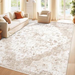 8x10 Area Rugs for Living Room: Washable Vintage Rug Indoor Soft Non-Slip Distressed Large Carpet for Bedroom Dining Room Home Office (Vintage Beige, 8'x10')