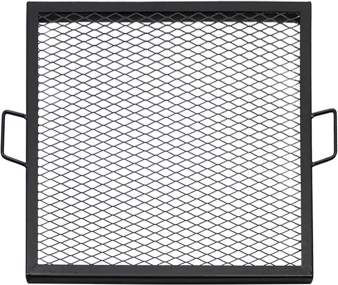 Sunnydaze Square Fire Pit Grill Grate - Campfire Grill Grate Over Fire Pit - BBQ Cooking Replacement Rack with Handles - 24 Inch