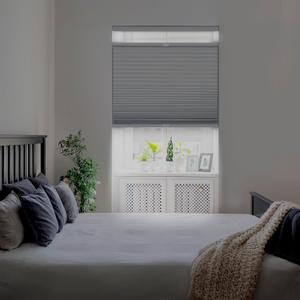 DEZ FURNISHINGS Cordless 1.5" Blackout Top Down Bottom Up Cellular Shade, Energy Saver, 21.5" W x 64" H, Gray Cloud