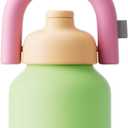 CHAKO LAB Water Bottle with Straw and Carry Handle | Wide Mouth vacuum insulated stainless steel Bottles | Reusable, leak-proof and BPA-free | 33oz(Green&Orange)